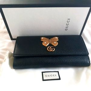 Gucci Black Marmont Clutch Continental Butterfly L